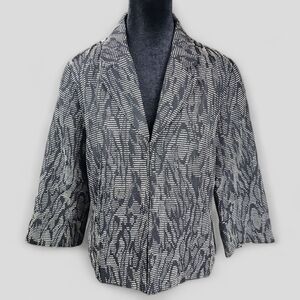 COLDWATER CREEK | Black and Tan Abstract Textured Neutral Blazer Jacket | 8